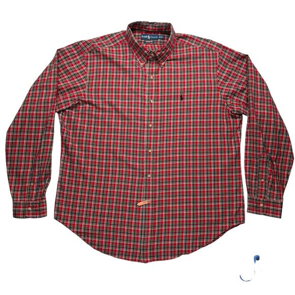 Polo Ralph Lauren Shirts Men’s XL Plaid Long Sleeve‎ Button Down Classic Fit Red - Picture 1 of 8